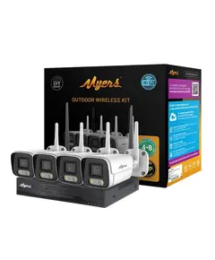 MYERS Myers 8CH WiFi KIT 3MP - 8 csatornás WiFi NVR biztonsági szett, 1 db WiFi NVR (8 csatorna, 5 MP@12fps, 1x HDMI, 1x SATA, max. 14 TB HDD támogatás) 4 db WiFi IP kamera (3 MP, 1/2.7” CMOS, f=3.6 mm, fémházas, IP67, IR 25 m, 24/7 színes kép