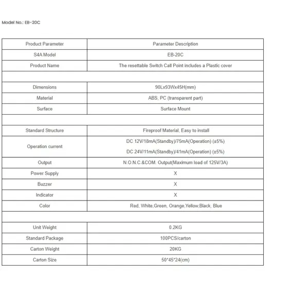 HONNOR SECURITY PRÉMIUM Piros Kézi jelzésadó - tűzjelző kapcsoló