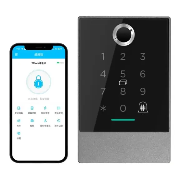 HONNOR SECURITY IP66 vízálló, önálló érintő számkódos, ujjlenyomatos beléptető terminál, kapucsengő funkcióval, Bluetooth, TTlock applikáció 
