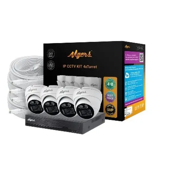MYERS-8CH IP KIT 5MP 4xTurret – Intelligens 5 Megapixeles IP Kamera Rendszer (PoE), 8 csatornás NVR - 4 IP kamerával